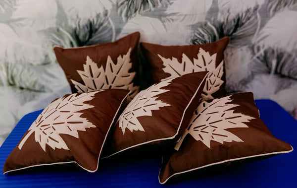 JDX Luxurious Hotel Quality Leaf Pattern Cushion Cover 16x16 Inches