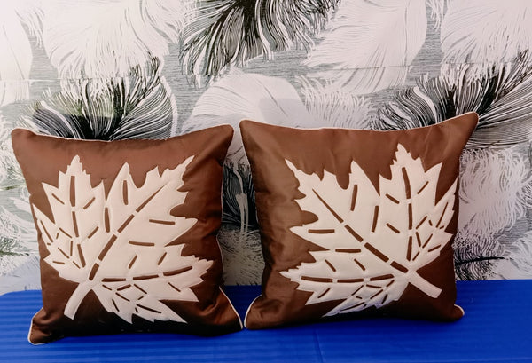 JDX Luxurious Hotel Quality Leaf Pattern Cushion Cover 16x16 Inches