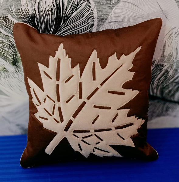JDX Luxurious Hotel Quality Leaf Pattern Cushion Cover 16x16 Inches