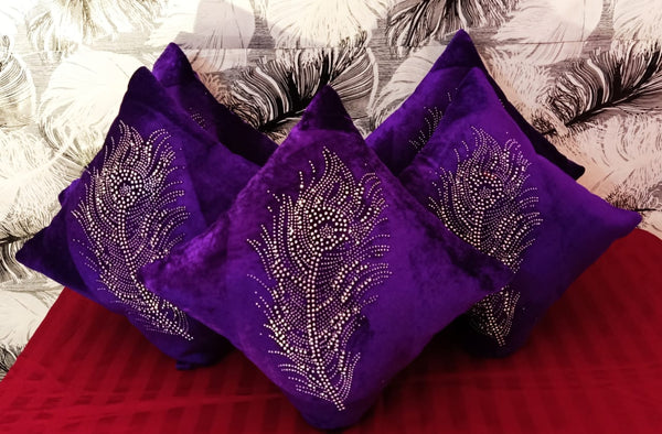 JDX  Set of 5 Decorative Hand Made Velvet Throw/Pillow Cushion Covers - (16 X 16 INCHES)