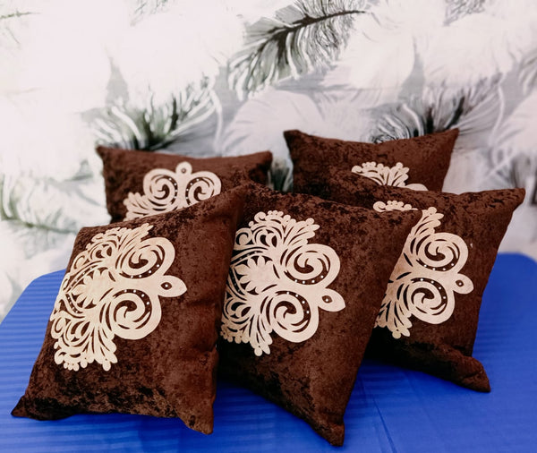 JDX  Set of 5 Decorative Hand Made Velvet Throw/Pillow Cushion Covers - (16 X 16 INCHES)