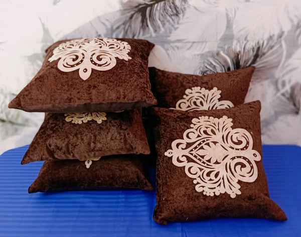 JDX  Set of 5 Decorative Hand Made Velvet Throw/Pillow Cushion Covers - (16 X 16 INCHES)