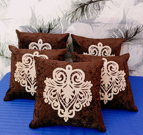 JDX  Set of 5 Decorative Hand Made Velvet Throw/Pillow Cushion Covers - (16 X 16 INCHES)