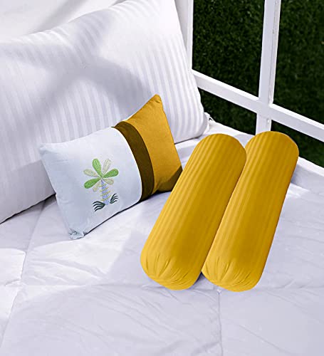 High Quality and Best Fiber Soft Bolster Pillow (Yellow) Set of 2