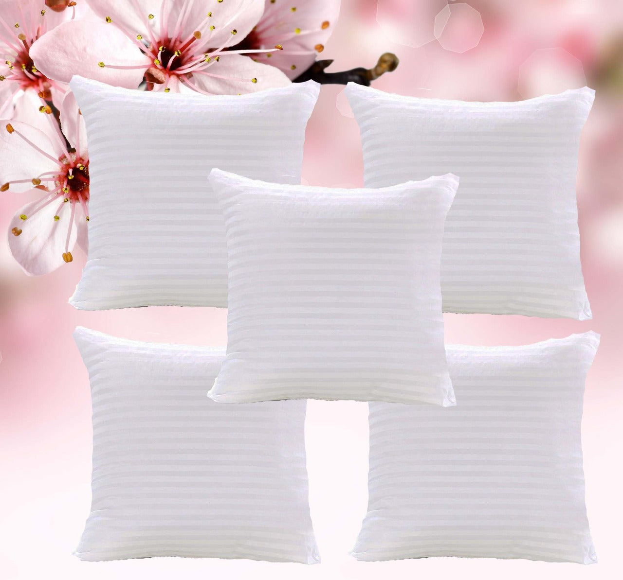 High Quality and Best Fiber Soft Cushion (White) Set of 5 (12x12 Inches)