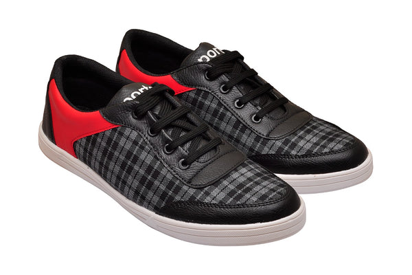 Stylish casual Checkred Black And Red Casual Shoes for Mens