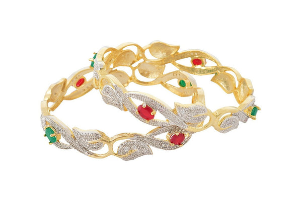 Fancy Golden plated American diamond Studded Bangle Set for Women and Girls