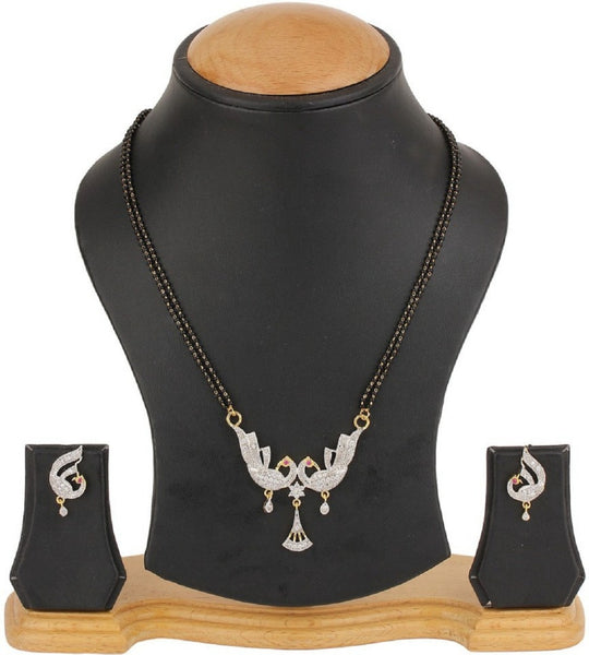 Attractive Crystel Studded Black Pearl Necklace Set for Women and Girls