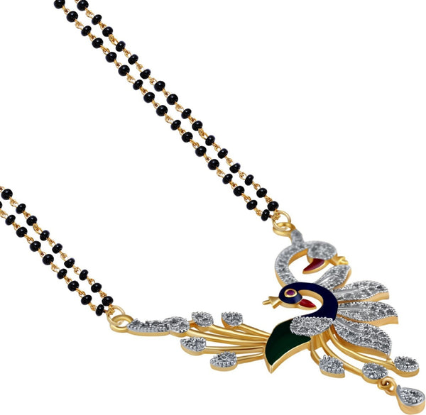 Fashionable Blue Meena American Diamond Antique Mangalsutra for Women