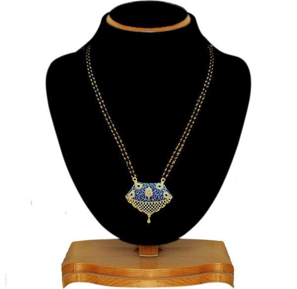Gold Plated Stylish Fashionable Blue Colour Traditional Mangalsutra for Girl & Women