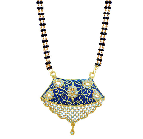 Gold Plated Stylish Fashionable Blue Colour Traditional Mangalsutra for Girl & Women