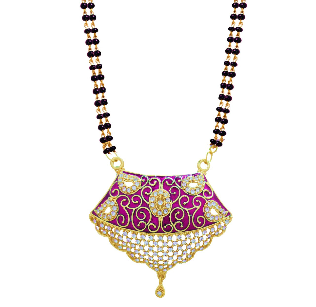 Gold Plated Stylish Fashionable Pink Colour Traditional Mangalsutra for Girl & Women