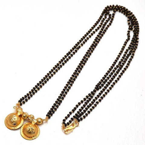Black Pearl Mangalsutra with Golden Plated Pendant for Womens
