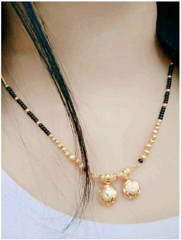 Classic Black Pearl Mangalsutra with Golden Plated Pendant for Womens