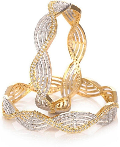 American Diamond Gold Plated Crystel Studded Bangle Set for Women and Girls
