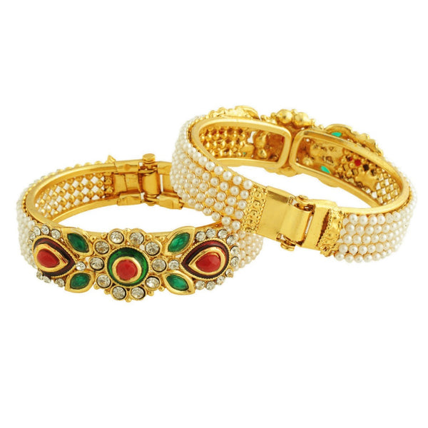 Gold Plated & Full Pearl Designed Bracelets Bangles for Women and Girls