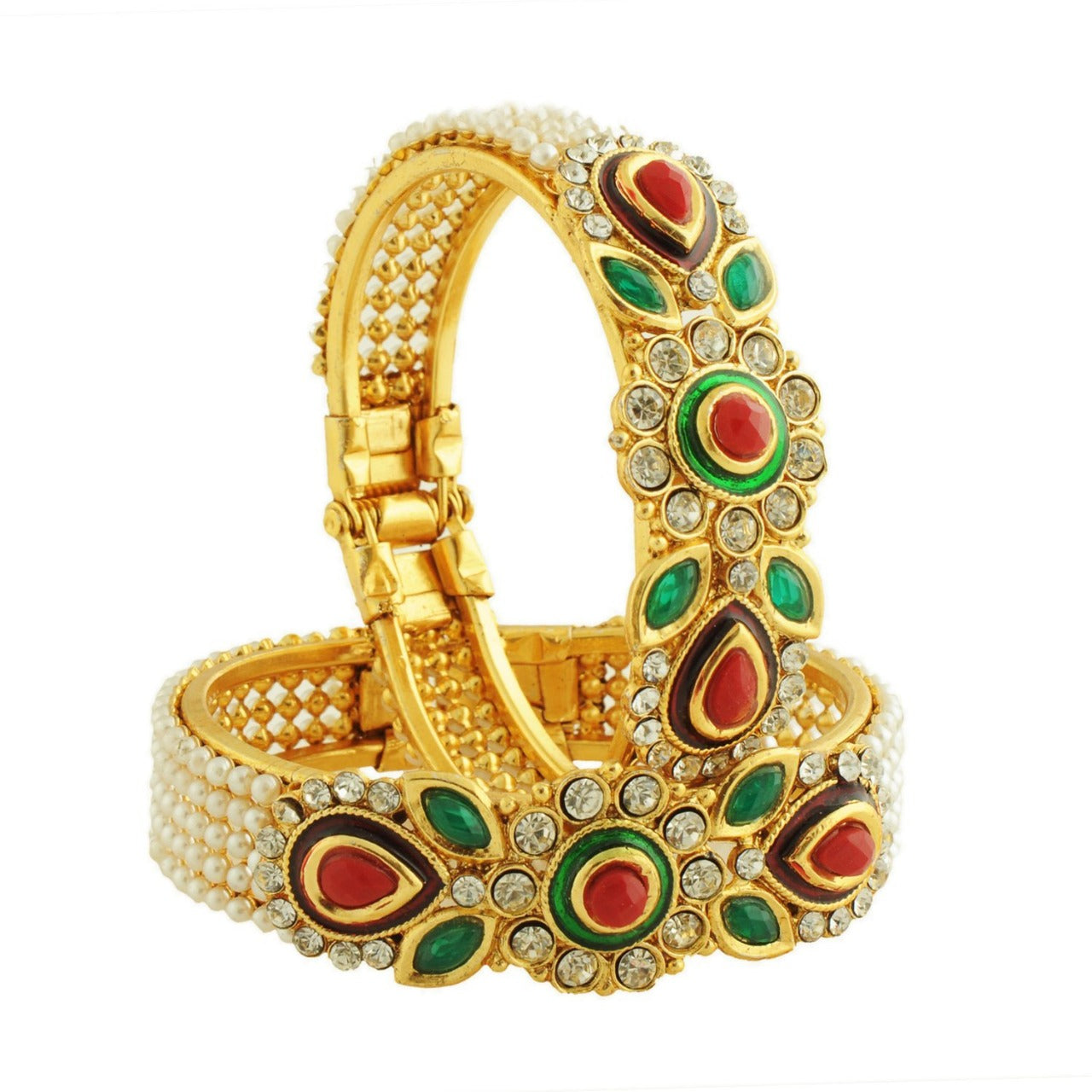 Gold Plated & Full Pearl Designed Bracelets Bangles for Women and Girls
