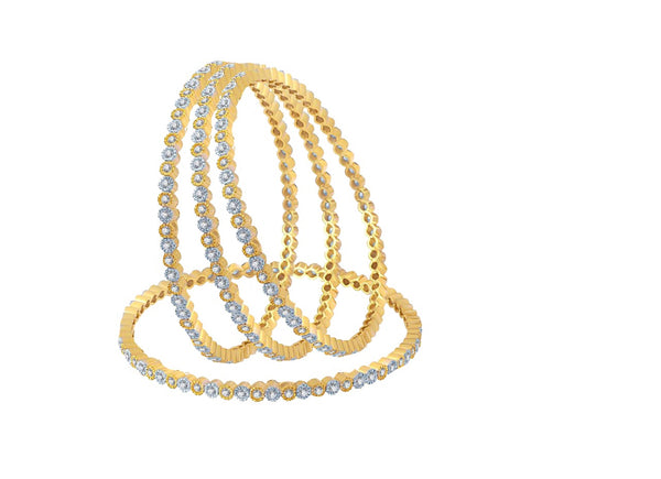 Modern American Diamond Studded Golden Plated Bangle Set for Women and Girls